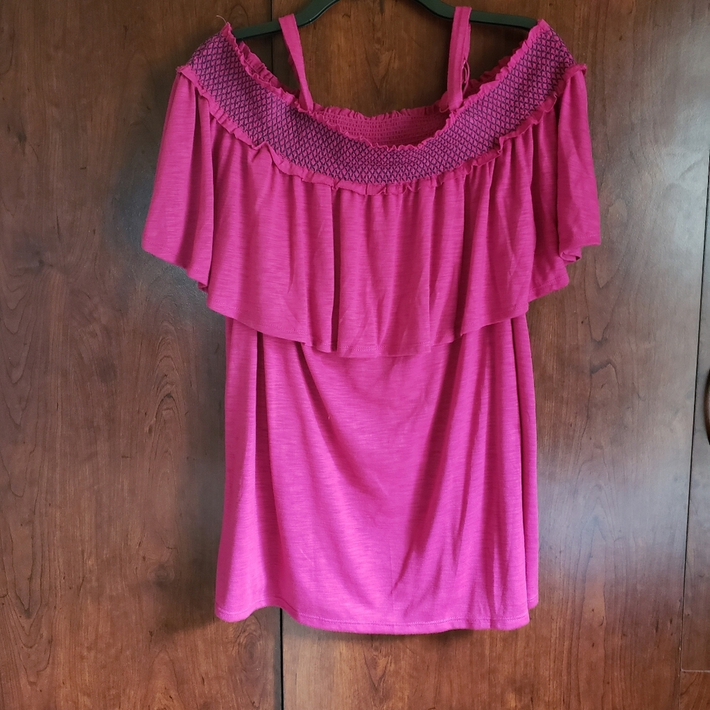 Fuschia Off-shoulder Top